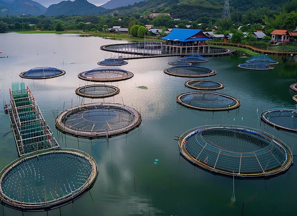 Aqua farms for growing shrimp